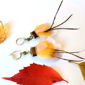 Kolczyki piora  kamienie