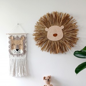 Głowa lwa zawieszka dla chłopca , rafia, trofeum