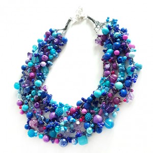 5039 naszyjnik fioletowy granatowy niebieski