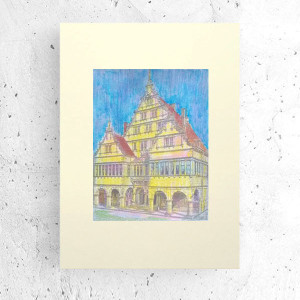 retro plakat A3, miasto plakat 30x40, vintage plakat z budynkiem, architektura plakat, vintage obrazek z miastem