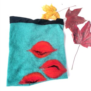 Komin turkus z wełną  merino