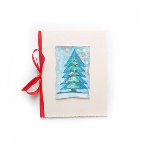 choinka kartka na Święta, świąteczna kartka malowana ręcznie, Boże Narodzenie kartka z choinką, pastelowa kartka na Boże Narodzenie, kremowe kartki na Boże Narodzenie, kartki na Nowy Rok