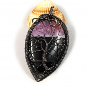 Drzewko szczęścia, Miedziany wisior z Agatem, ręcznie wykonany, prezent dla niej, prezent dla mamy, prezent urodzinowy, biżuteria autorska