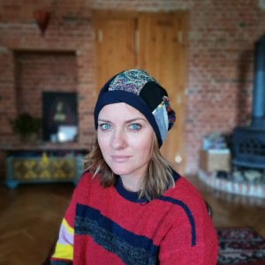 Czapka patchworkowa kolorowa na podszewce