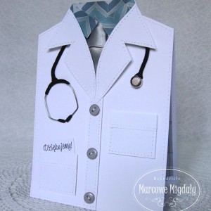 Kartka Fartuch Lekarski męski, podziękowanie dla lekarza