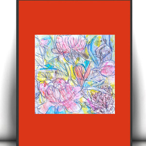 kwiaty plakat A4,  ogród obrazek 21x30, łąka obrazek do domu, boho dekoracja na ścianę, mały plakat z kwiatkami, boho posters a4