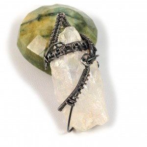 Kryształ górski, Miedziany wisior z kryształem, ręcznie wykonany, prezent dla niej, prezent dla mamy, prezent urodzinowy, biżuteria autorska