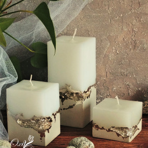 Świece  ze srebrem, kwadratowe