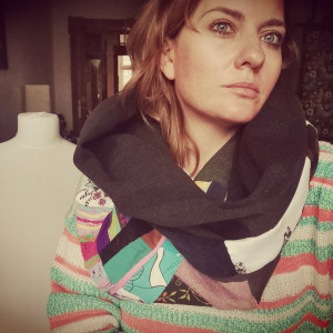 Komin patchworkowy na podszewce bardzo duzy