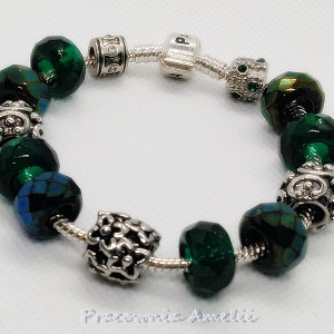 szmaragdowy las bransoletka w stylu pandora