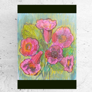 botaniczny obrazek A4, kwiatki plakat na ścianę, kwiaty plakat do domu, boho plakat z kwiatkami, kolorowy plakat A4, rośliny obrazek 21x30