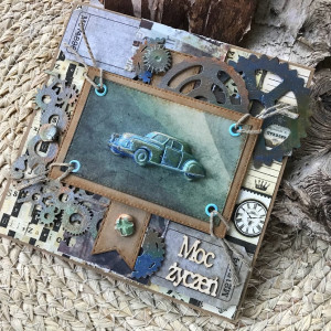 090,Kartka urodzinowa, imieninowa z samochodem