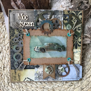 091,Kartka urodzinowa, imieninowa z samochodem