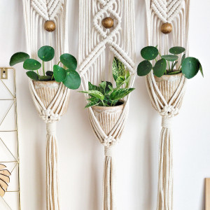 Kwietnik makrama na 3 doniczki