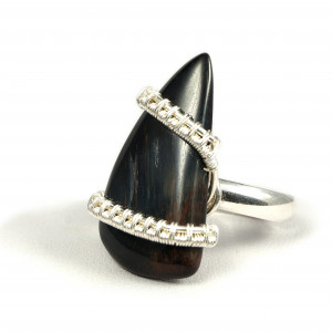 Kwarcowe tygrysie oko, Srebrny pierścionek z tygrysim okiem, ręcznie wykonany, prezent dla niej prezent dla mamy, prezent urodzinowy biżuteria autorska