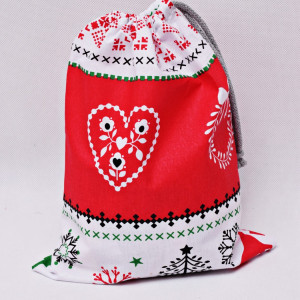 Worek na prezenty worek świąteczny, worek prezentowy, opakowanie na prezent sweterek czerwony rozm M