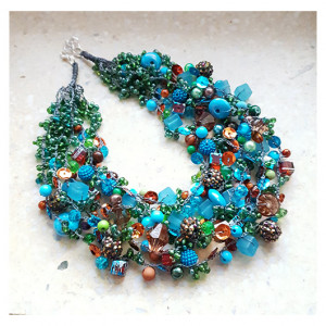 5074 naszyjnik kolia zielony niebieski