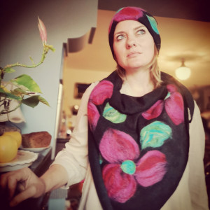 Komplet chusta handmade wełniana handmade