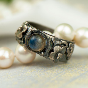 Srebrna obrączka z labradorytem a947