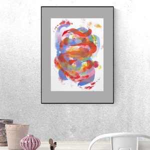 nowoczesna dekoracja na ścianę, kolorowa grafika do biura, abstrakcyjny rysunek 30x40,  malowana ręcznie abstrakcja, minimalizm obrazek 30x40, boho grafika do loftu