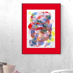 nowoczesna dekoracja na ścianę, kolorowa grafika do domu, abstrakcyjny rysunek do salonu, abstrakcja do sypialni, minimalizm obrazek 30x40, ręcznie malowana abstrakcja  A3, boho grafika do lo