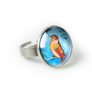Orange bird pierścionek