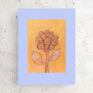 kwiatek obrazek do przedpokoju, kwiat rysunek 21x30, mała grafika z kwiatkiem, boho rysunek do sypialni, minimalizm rysunek do domu, nowoczesny szkic A4