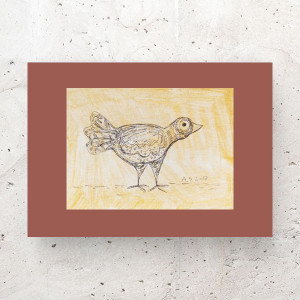 mała grafika na ścianę, mały obrazek z ptaszkiem, ptaszek rysunek do salonu, ptak obrazek do domu, zwierzęta obrazek 21x30