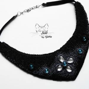 Księżycowa Noc - naszyjnik, kołnierz z koralików