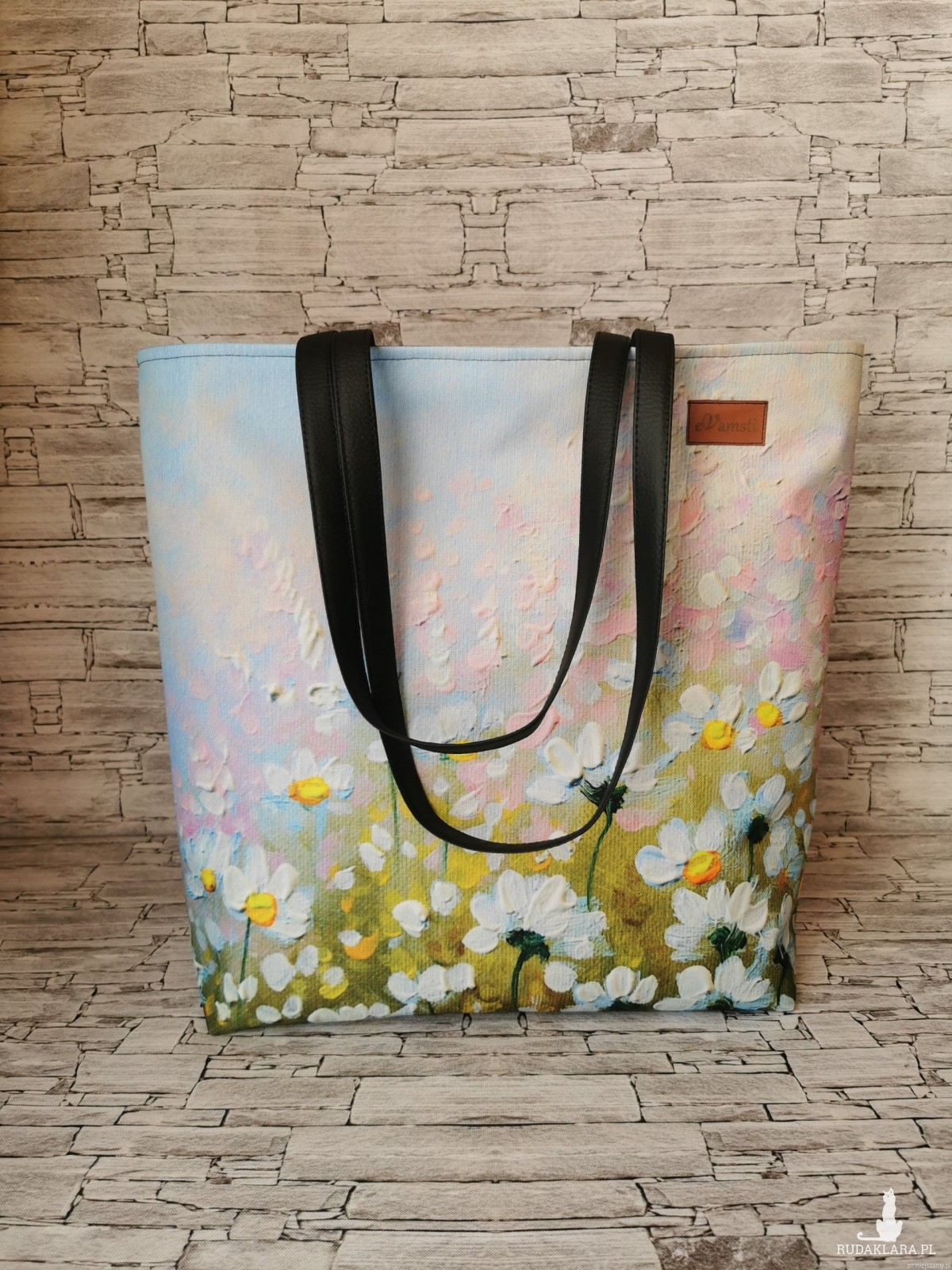 Mega shopper duża torebka na ramię kwiaty 2