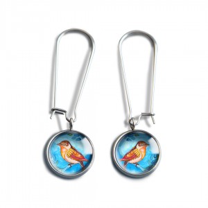 Orange bird kolczyki