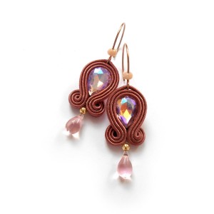 KOLCZYKI SUTASZ soutache migdałowe