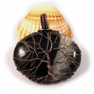 Drzewko szczęścia, Miedziany wisior z Agatem, ręcznie wykonany, prezent dla niej, prezent dla mamy, prezent urodzinowy, biżuteria autorska