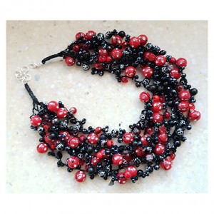 5125 naszyjnik kolia czarny czerwony