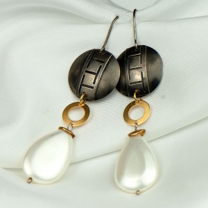 Złocone kolczyki z perłami Seashell a942