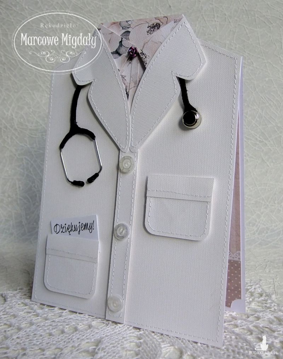 Kartka Fartuch Lekarski damski, podziękowanie dla lekarza