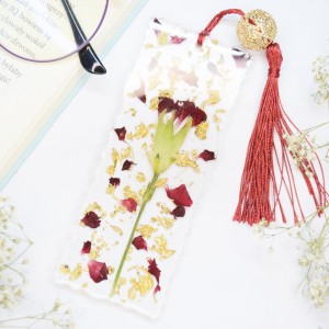 Duża zakładka do książki - goździki w złocie