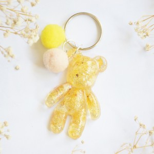 Brelok Miś - żółta róża