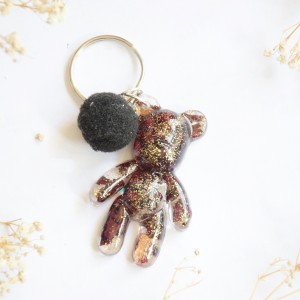 Brelok Miś - bordowa róża