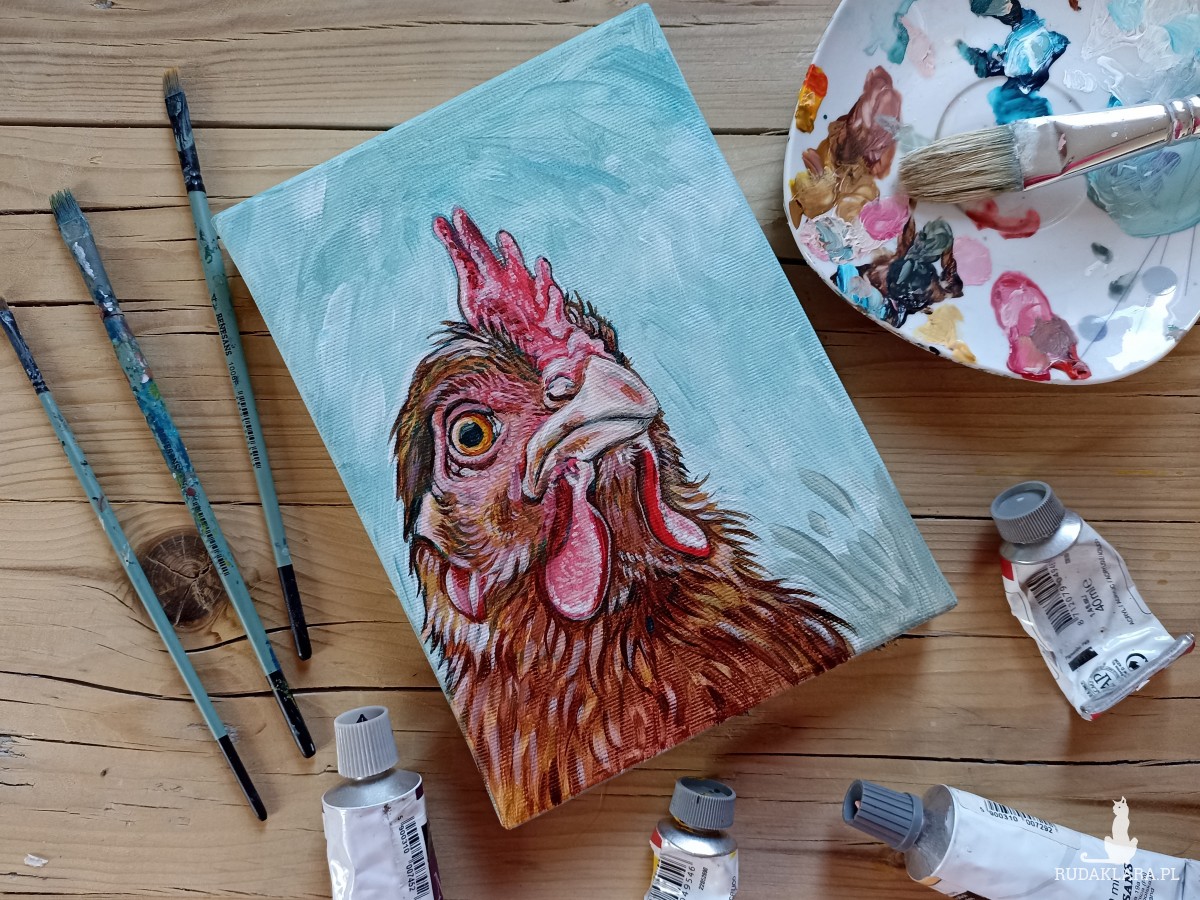 Kura - obraz akrylowy, ręcznie malowany na płótnie