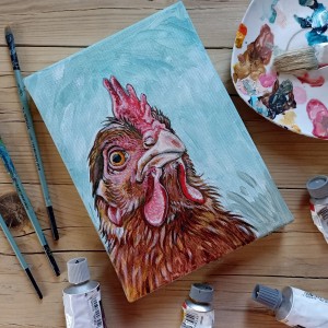 Kura - obraz akrylowy, ręcznie malowany na płótnie