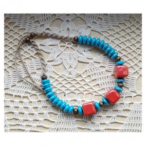 5141 naszyjnik len makrama ceramika