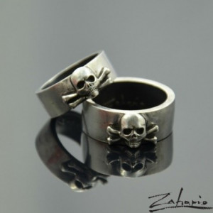 Obrączki Czaszka Srebro Komplet
