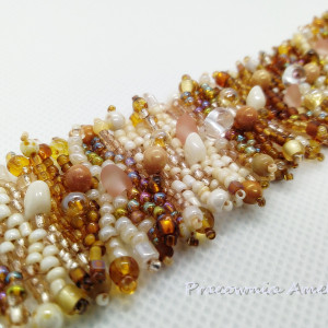 freeform złote piaski bransoletka beading