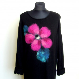 czarna midi z wełną