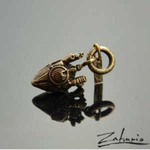 Wisior Serce Biomechaniczne Brąz Zahario