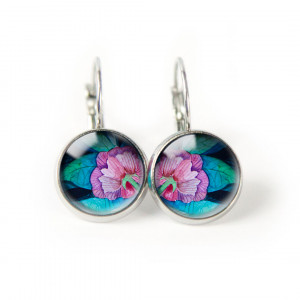 Pink flower kolczyki