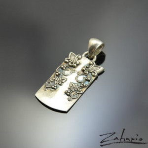 Wisior Nieśmiertelnik Lilie Winorośl Srebro Zahario