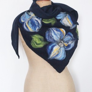 Handmade-chusta filcowana, wełną malowana