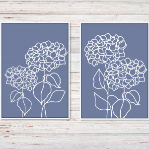 Hortensje grafika 2 części, prezent na Dzień Matki, plik cyfrowy do pobrania, wydrukuj jak chcesz